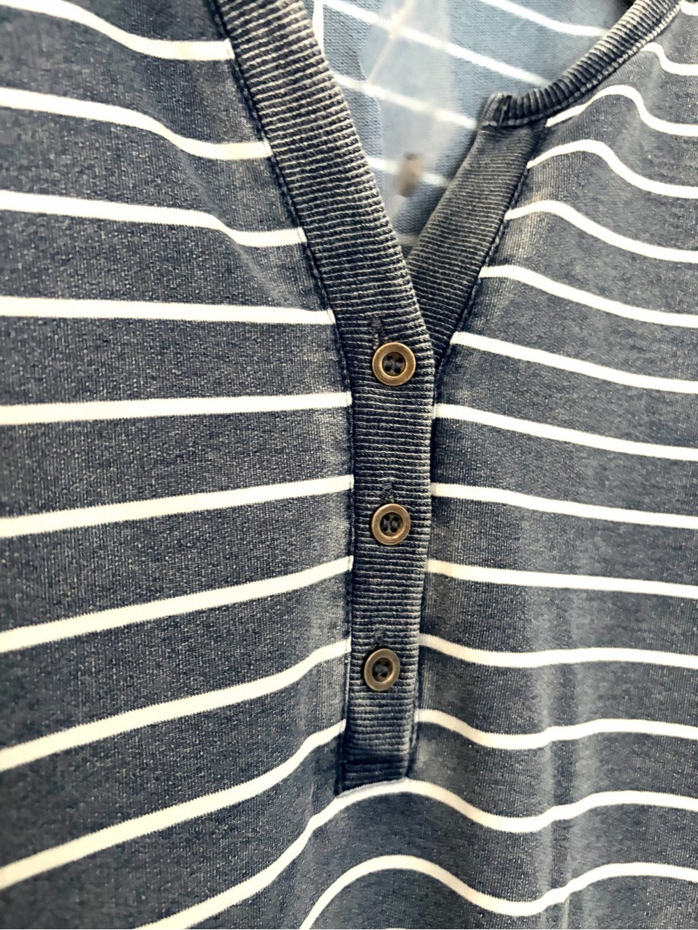 Striped Nautical Henley Sweatshirt Cotton Blue White Women’s Large - Picture 3 of 14
